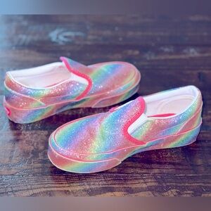 Girls/kids size 13 Van Classic Slip On Glitter Rainbow